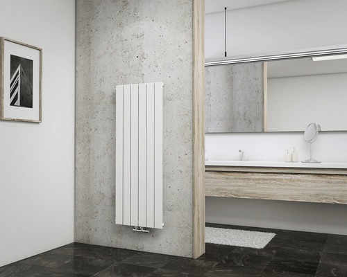 Radiateur design SCHULTE Aachen 1200x464 blanc avec raccordement au centre sans porte-serviettes Radiateur design SCHULTE Aachen 1200x464 blanc avec raccordement au centre sans porte-serviettes