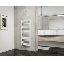 Radiateur de salle de bains Schulte München rond 1215x500 mm blanc avec raccordement central-thumb-1