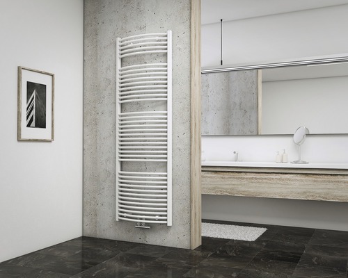 Radiateur de salle de bains SCHULTE München rond 1775x600 mm blanc avec raccordement au centre Radiateur de salle de bains SCHULTE München rond 1775x600 mm blanc avec raccordement au centre