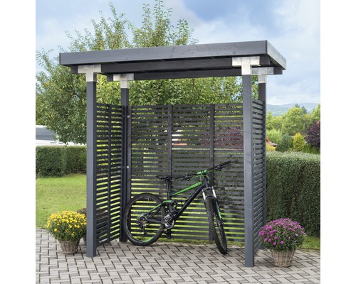 Abri à vélos en bois avec vélo