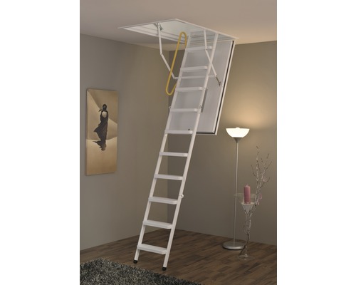 Escalier de grenier ouvert à l''intérieur avec échelle