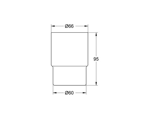 Technische Zeichnung mit Maßangaben: Durchmesser 66 Millimeter, Höhe 95 Millimeter und Durchmesser 60 Millimeter.