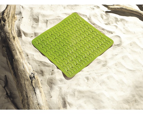 Tapis de douche carré avec motif ondulé et ventouses