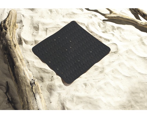 Tapis de douche carré et flexible avec motif ondulé et trous d''écoulement d''eau