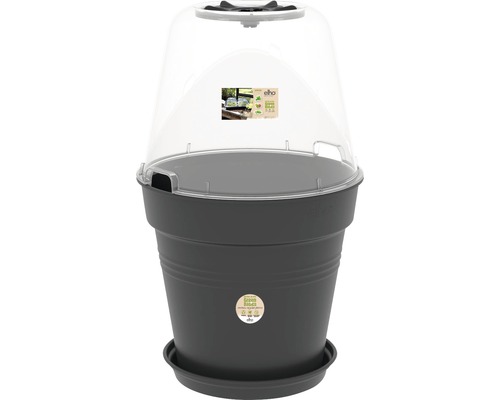 Pot de culture avec couvercle transparent et soucoupe