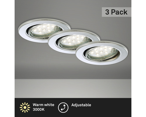 LED Einbauleuchten Set IP23 3-tlg 3x3W 3x250 lm 3000 K chrom Ø 8,6/6,8 cm 230V