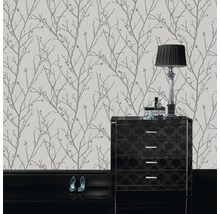 Papier peint intissé 104754 Water Silk branches argenté
