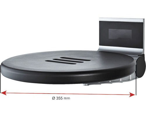 Duschsitz mit einem Durchmesser von 355 Millimeter zur Wandmontage