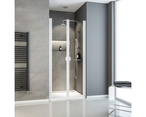 Porte battante Sunny/Lugano 900 mm Verre véritable transparent blanc