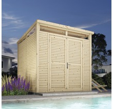 Gartenhaus Bertilo Woodline Pultdach mit Fußboden 226 x 240 cm natur