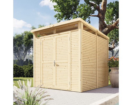 Gartenhaus Bertilo Woodline Pultdach mit Fußboden 226 x 234 cm natur