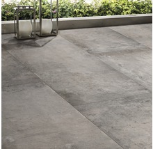 Dalle de terrasse FLAIRSTONE en grès cérame fin Loft Grey bords rectifiés 120 x 60 x 2 cm-thumb-2