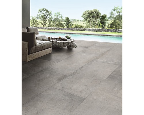 FLAIRSTONE Feinsteinzeug Terrassenplatte Loft Grey rektifizierte Kante 120 x 60 x 2 cm