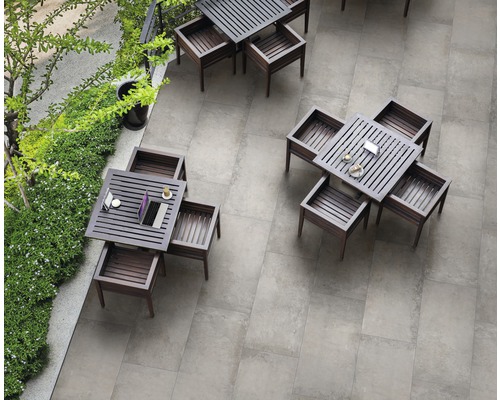 Dalle de terrasse en grès cérame fin FLAIR STONE Concrete gris bord  rectifié 75 x 75 x 2 cm - HORNBACH Luxembourg