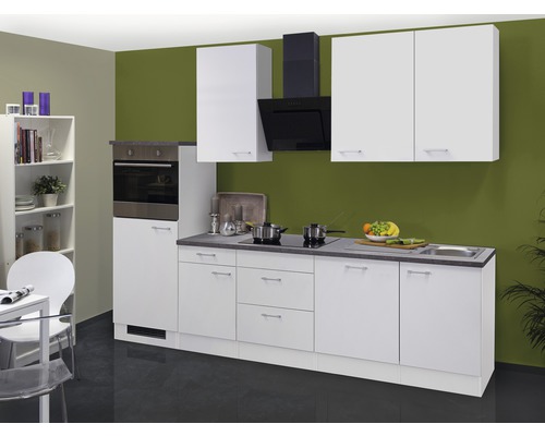 Flex Well Küchenzeile mit Geräten Lucca 280 cm weiß matt zerlegt Variante reversibel