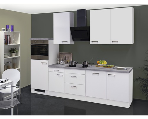 Flex Well Küchenzeile - zerlegt mit weiß Frontfarbe cm 280 Geräten weiß Korpusfarbe HORNBACH Luxemburg Varo matt