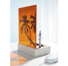Organiseur de bureau avec stylos et image orange