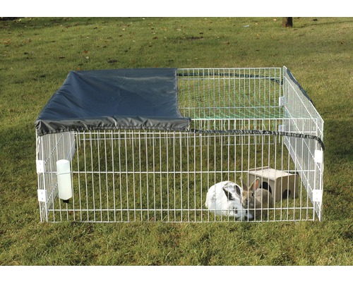 Enclos d''extérieur pour petits animaux avec couverture, gourde et abri