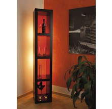 Armoire étroite à quatre compartiments, décorée d''une bouteille, de verres et d''éléments décoratifs