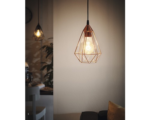 Lampe suspendue Tarbes 1 ampoule couleur cuivre Ø 175 mm