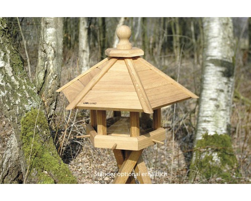 Abri-mangeoire pour oiseaux avec perchoir d'arrivée en bois de chêne 55x62x43 cm