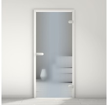 Glastür mit satiniertem Glas und weißem Rahmen