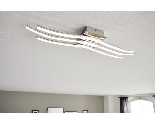 Plafonnier LED 26W 2400 lm 3000 K L 65 cm Roncade chrome/blanc