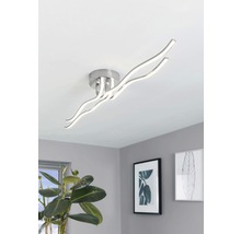 Plafonnier LED acier-plastique 37W 4700 lm 3000 K blanc chaud hxlxL 75x180x1160 mm Roncade chrome/blanc-thumb-0