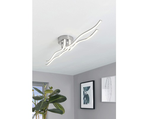 Plafonnier LED acier-plastique 37W 4700 lm 3000 K blanc chaud hxlxL 75x180x1160 mm Roncade chrome/blanc