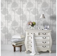 Papier peint intissé arbres gris clair