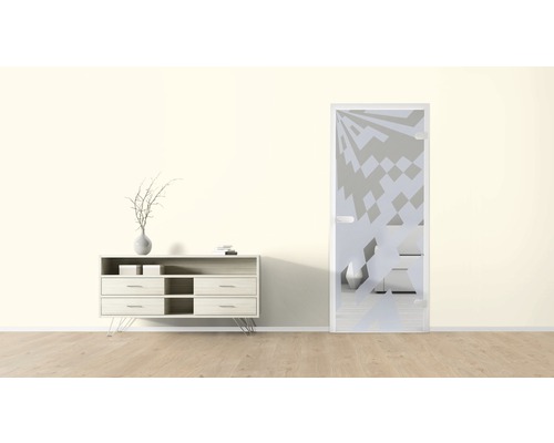 Innenraumansicht mit Kommode und Designtür