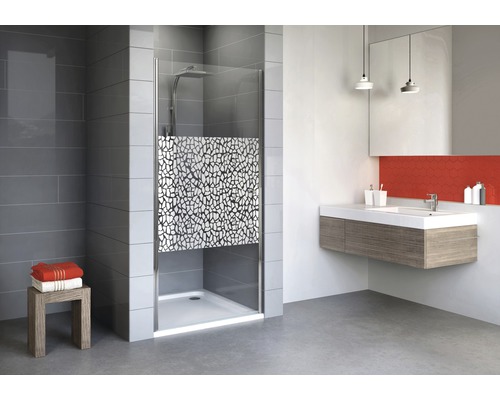 Porte pivotante dans une niche Schulte Alexa Style 2.0 largeur 80 cm décor Terrazzo chrome couleur du profilé chrome