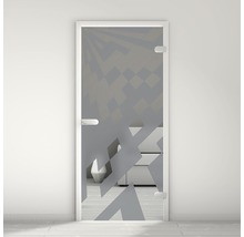 Porte intérieure en verre avec motif géométrique
