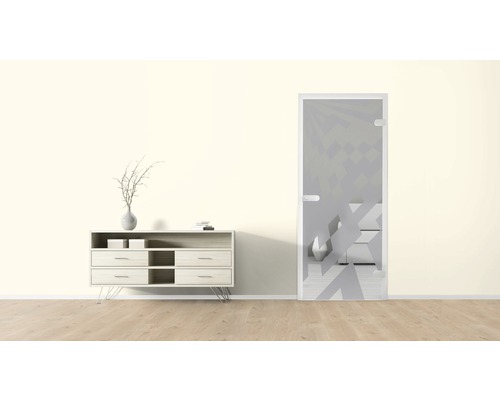 Innenraumszene mit Kommode und Designtür