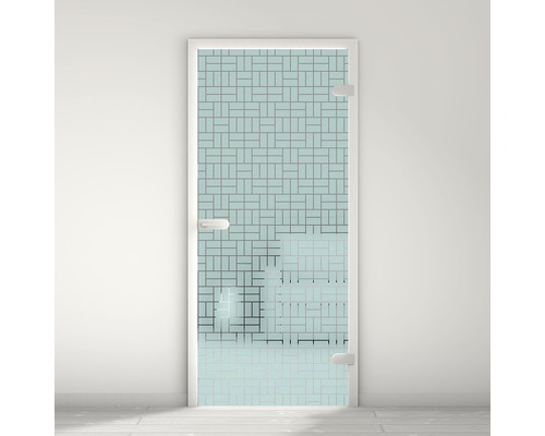 Porte vitrée Pertura Mynd Graphic 05 turquoise 70,9 x 197,2 x 0,8 cm tirant droite-0