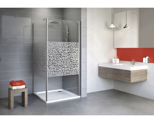 Porte pivotante avec paroi latérale Schulte Alexa Style 2.0 80x80 cm décor Terrazzo chrome couleur du profilé aluminium