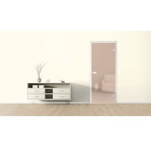 Vue d''une pièce avec commode et porte design en verre