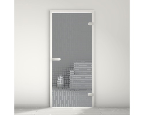 Porte vitrée Pertura Mynd Graphic 05 anthracite 70,9 x 197,2 x 0,8 cm tirant droite Porte en verre avec motif géométrique et poignée