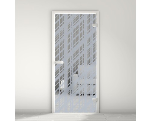 Porte vitrée Pertura Mynd Graphic 06 bleu 95,9 x 197,2 x 0,8 cm tirant droite Porte intérieure en verre avec motif géométrique