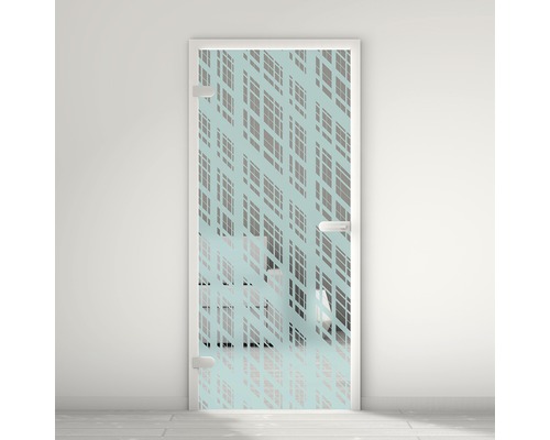 Porte vitrée Pertura Mynd Graphic 06 turquoise 70,9 x 197,2 x 0,8 cm tirant gauche