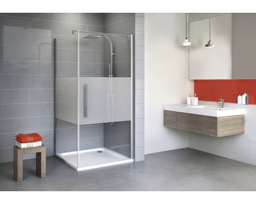 Porte pivotante avec paroi latérale Schulte Alexa Style 2.0 90x90 cm décor discret couleur du profilé aluminium Porte pivotante avec paroi latérale Schulte Alexa Style 2.0 90x90 cm décor discret couleur du profilé aluminium
