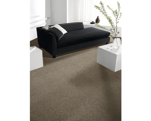 Salon avec moquette, canapé et table