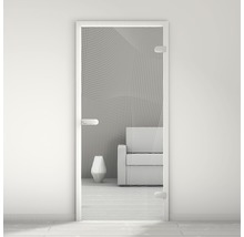 Porte intérieure en verre avec décor et ferrures