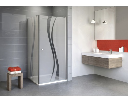 Porte pivotante avec paroi latérale Schulte Alexa Style 2.0 80x90 cm décor liane couleur du profilé aluminium Porte pivotante avec paroi latérale Schulte Alexa Style 2.0 80x90 cm décor liane couleur du profilé aluminium