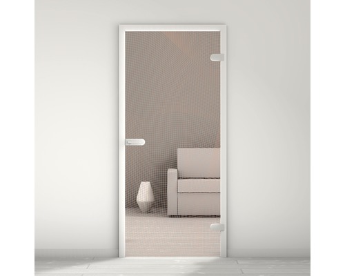 Porte vitrée Pertura Mynd Graphic 07 orange 95,9 x 197,2 x 0,8 cm tirant droite Porte intérieure avec insert en verre et cadre blanc dans un espace de vie