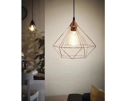Lampe suspendue Tarbes 1 ampoule couleur cuivre Ø 325 mm
