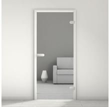 Porte d''intérieur en verre avec poignée devant le salon