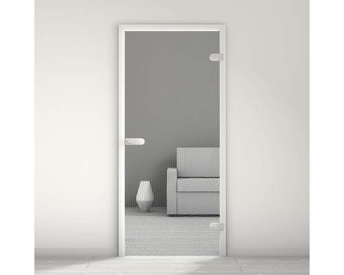 Porte vitrée Pertura Mynd Graphic 07 anthracite 70,9 x 197,2 x 0,8 cm tirant droite Porte d''intérieur en verre avec poignée devant le salon