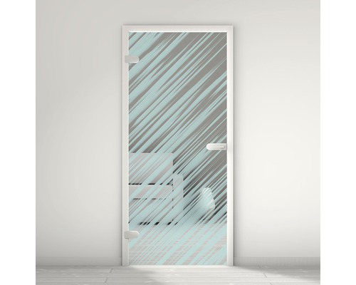 Porte vitrée Pertura Mynd Stripes 01 turquoise 70,9 x 197,2 x 0,8 cm tirant gauche