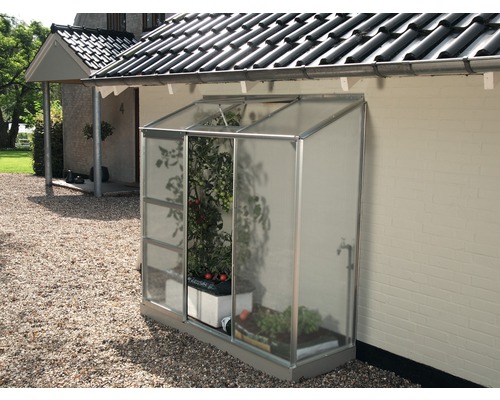 Serre adossée Vitavia Ida 1300 panneaux alvéolés 4 mm 193x69 cm aluminium